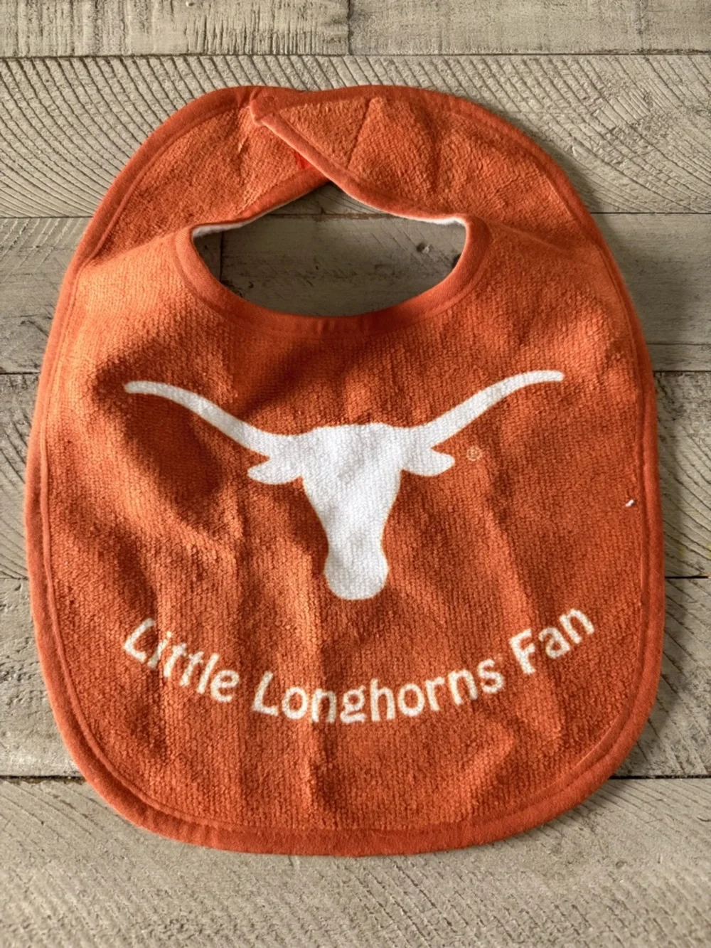 Texas Longhorns Baby Bib - Burnt Orange with White Longhorn Logo NEW